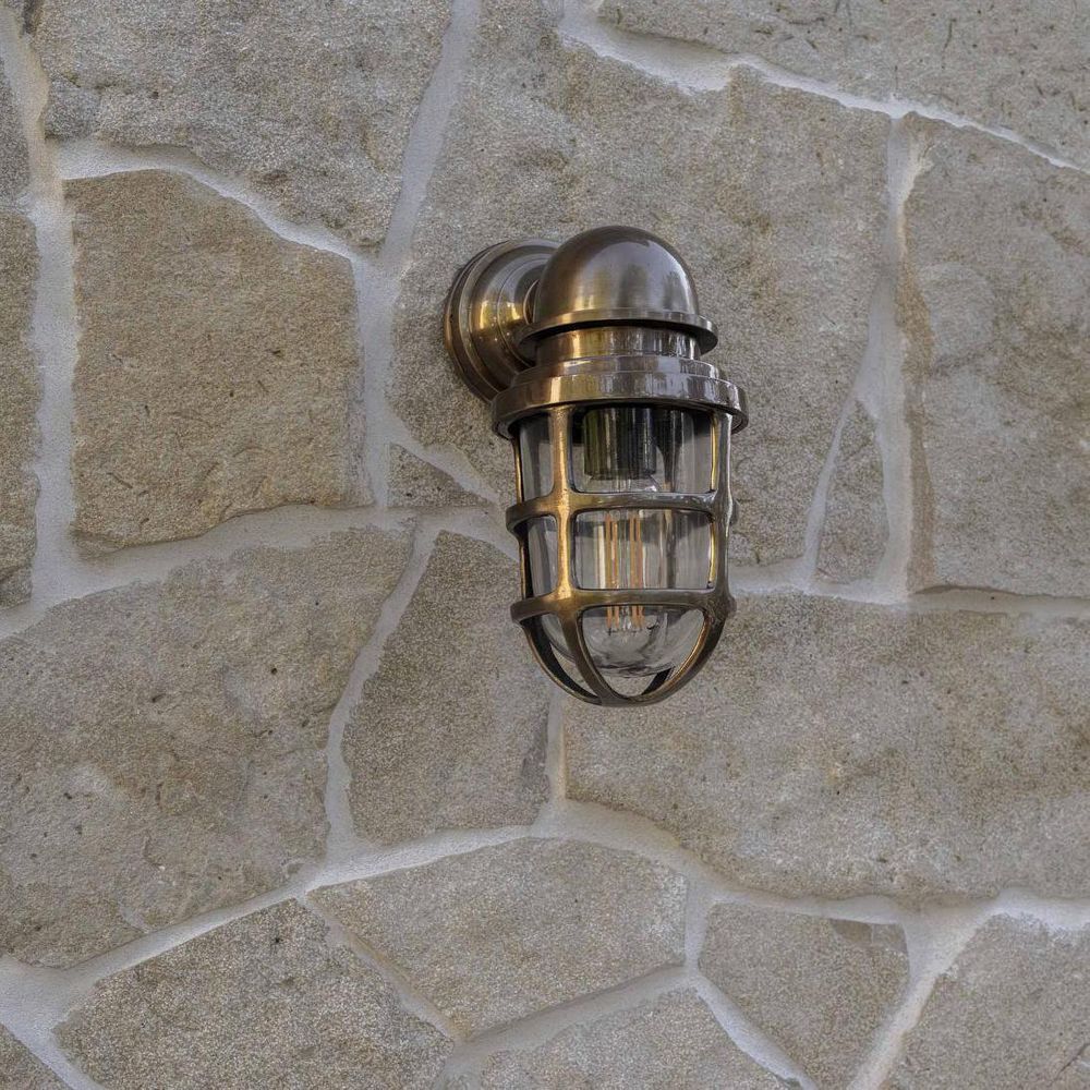 Porto Outdoor Wall Lantern Antique Brass - ELPIM59895AB