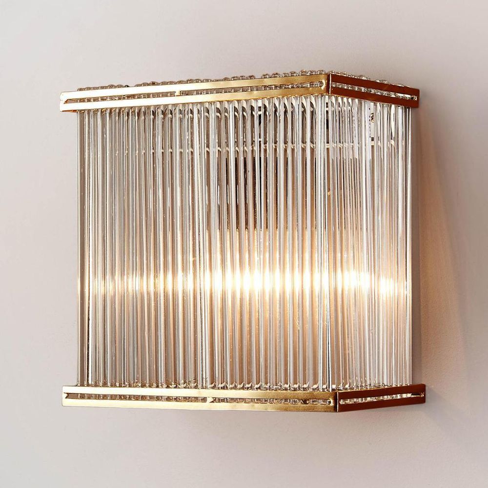 Verre Rectangular Glass Wall Light Brass - ELJE13654B