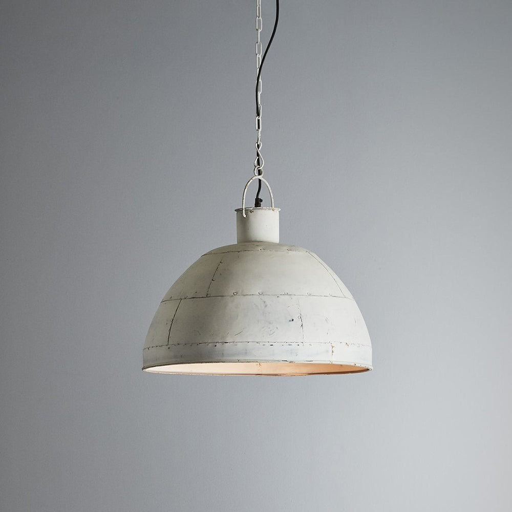 Granada 1 Light Iron Riveted Dome Pendant - Vintage White - ZAF10100WH