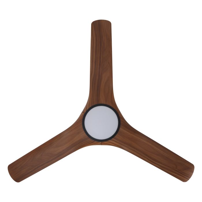 Tahiti DC Ceiling Fan with LED Light 52" 40W 3CCT Matt Black & New Teak - 20801807