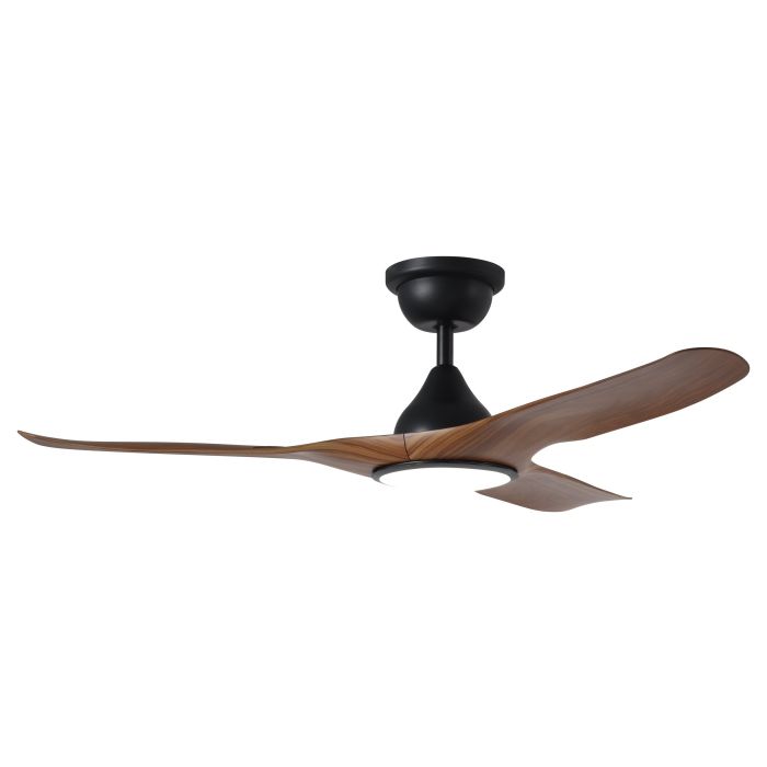 Tahiti DC Ceiling Fan with LED Light 52" 40W 3CCT Matt Black & New Teak - 20801807