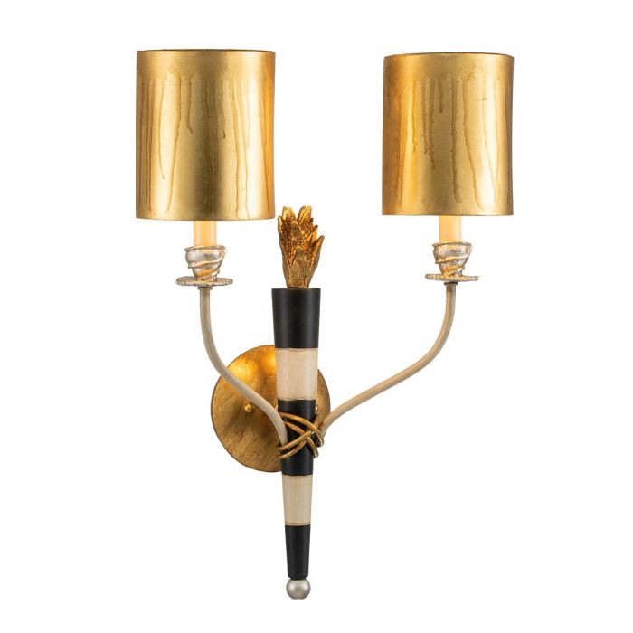 Flambeau 2 Light Wall Light Gold & Black - FB-FLAMBEAU2