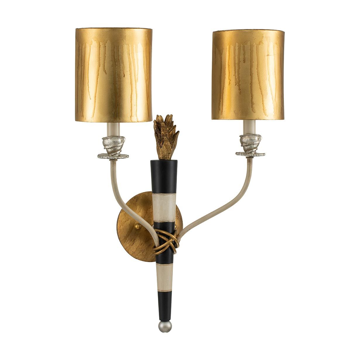 Flambeau 2 Light Wall Light Gold & Black - FB-FLAMBEAU2