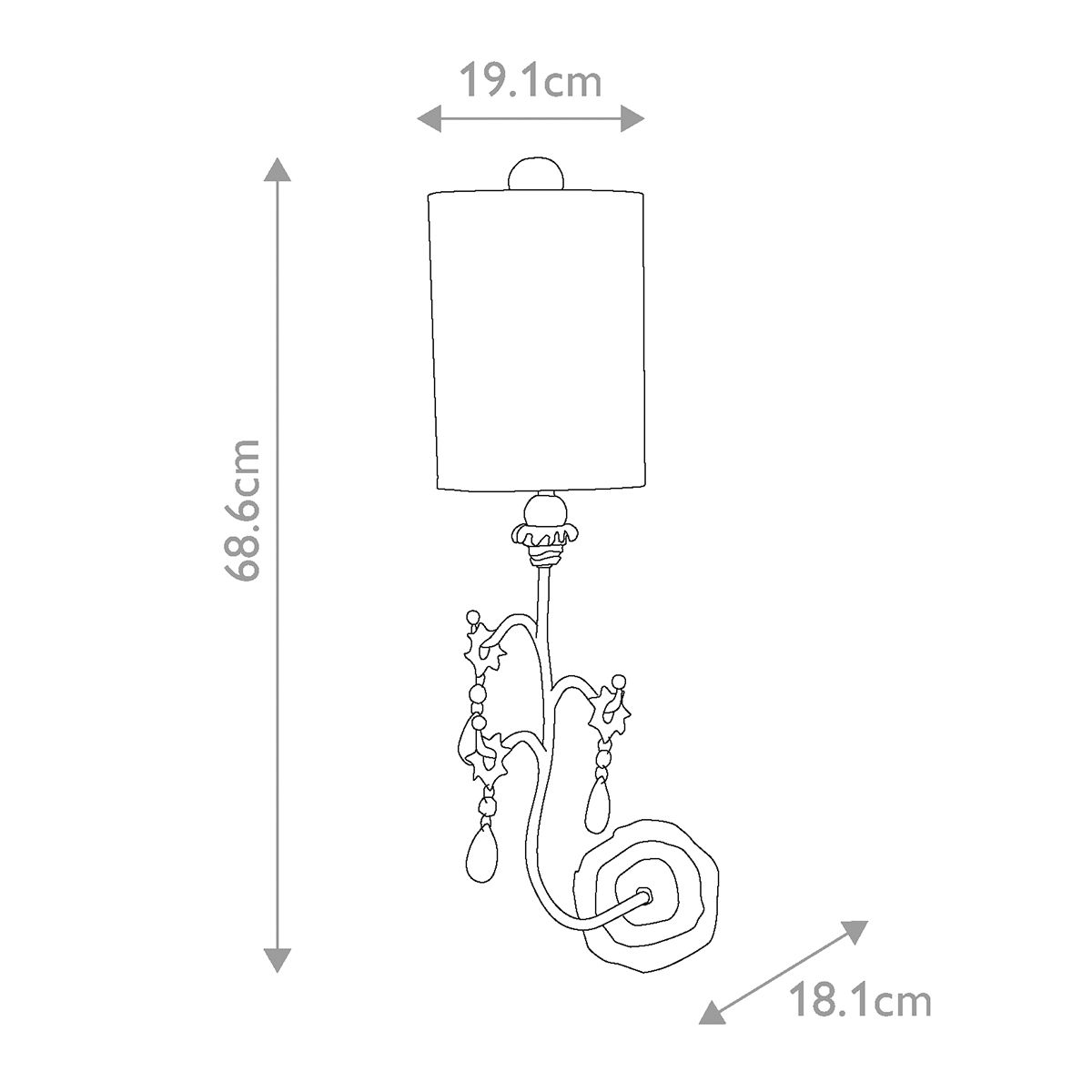 Tivoli Wall Light Silver & Cream Patina - FB-TIVOLI-W1-SV