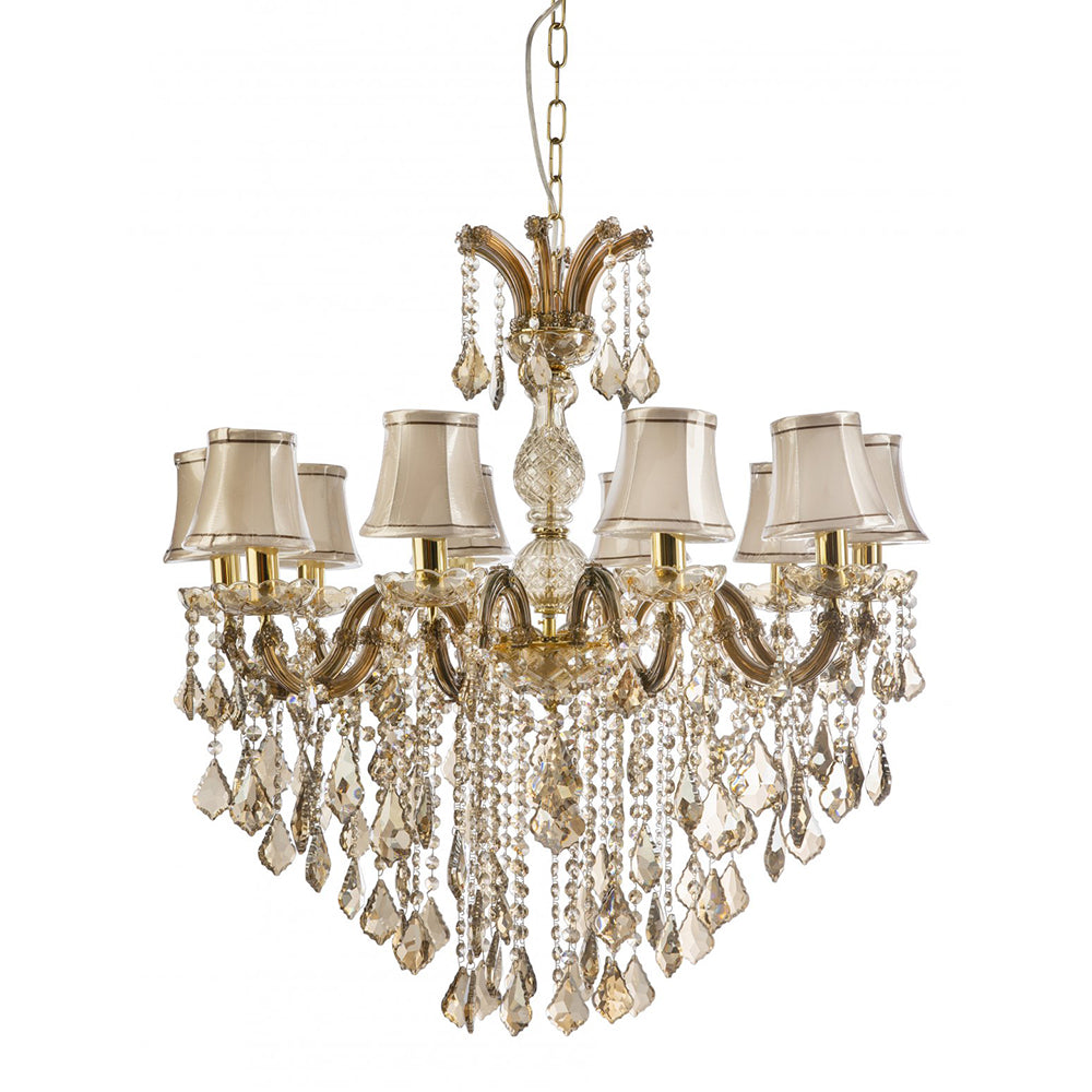 Buy Chandeliers Australia Fiorentino Lighting - NOTREDAME 12 Crystal Chandelier Amber & Beige