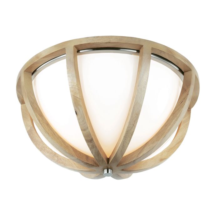 Allier 2 Light Flush Mount Light Brushed Steel & Light Wood - FE-ALLIER-F-LW