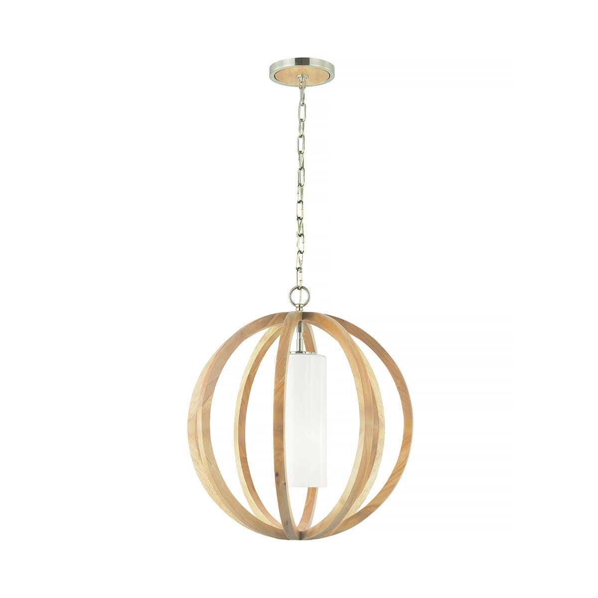 Allier Small Pendant Brushed Steel & Light Wood - FE-ALLIER-P-S-LW
