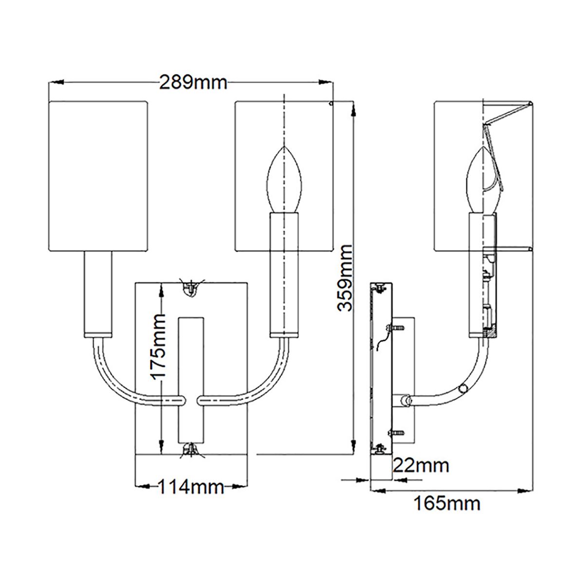 Brianna 2 Light Wall Light Polished Nickel - FE-BRIANNA2-PN