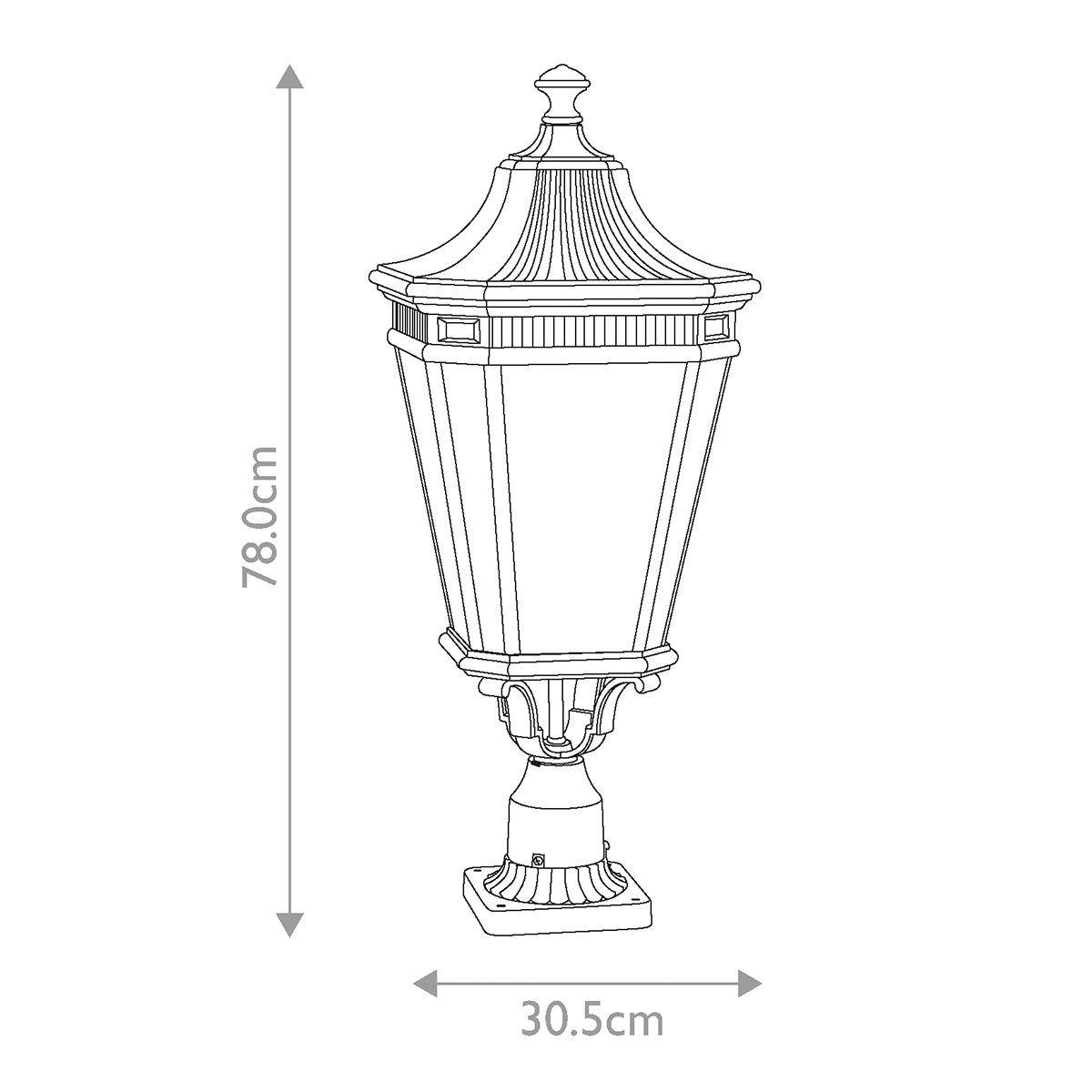 Cotswold Lane 3 Light Large Pedestal Light Black - FE-COTSLN3-L-BK