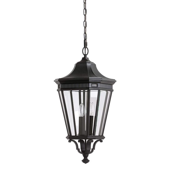 Cotswold Lane 3 Light Large Chain Lantern Black - FE-COTSLN8-L-BK