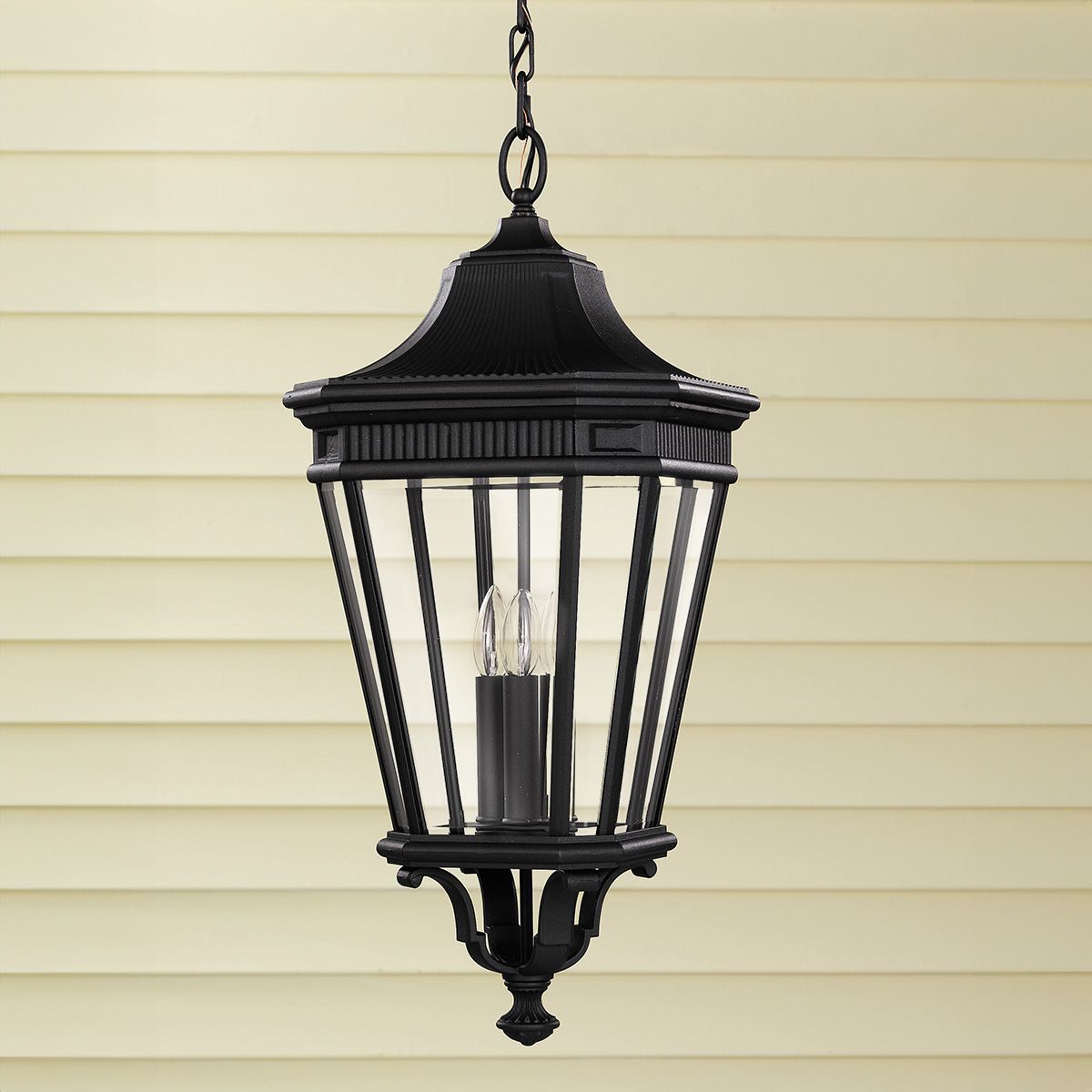 Cotswold Lane 3 Light Large Chain Lantern Black - FE-COTSLN8-L-BK