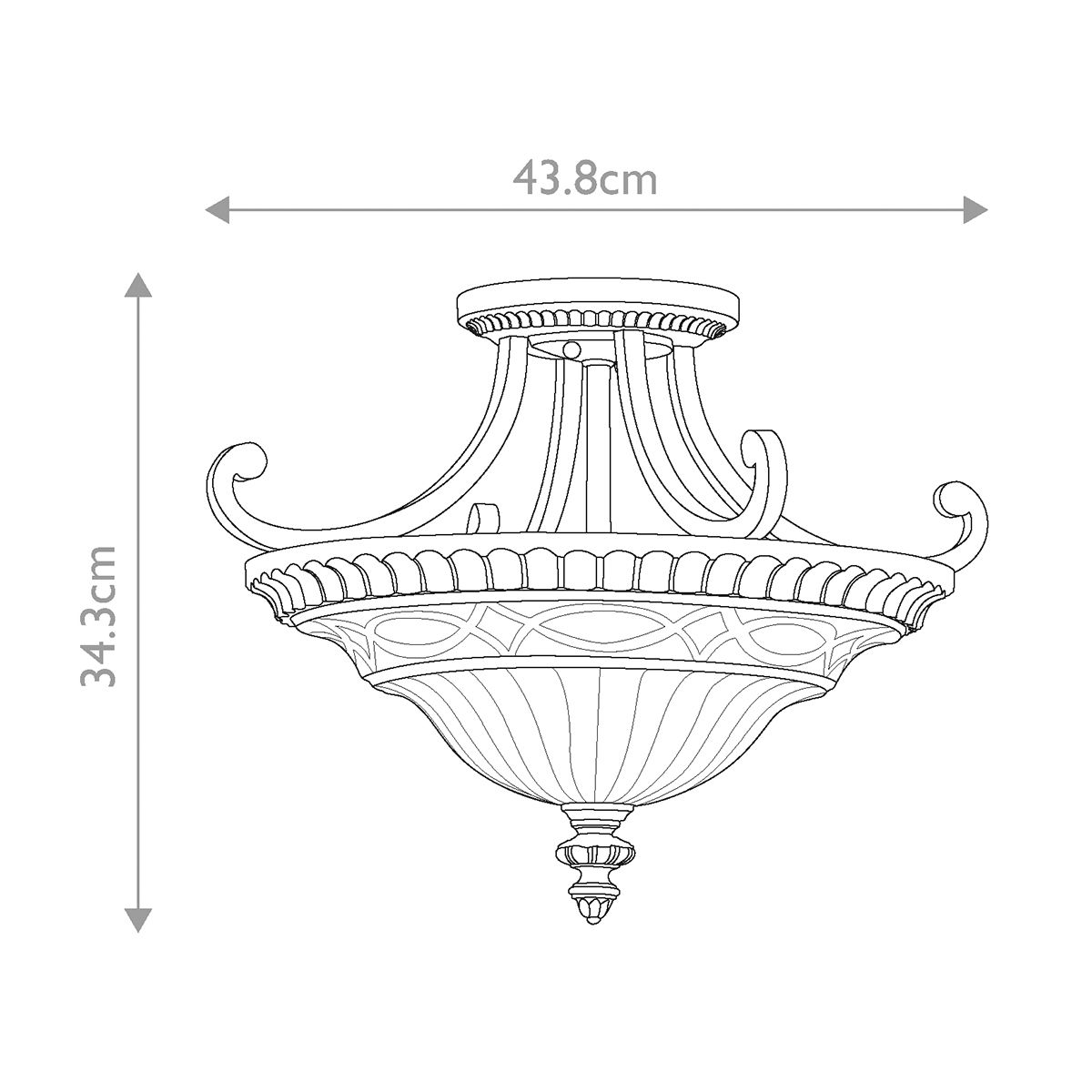 Drawing Room 2 Light Semi Flush Mount Light Walnut - FE-DRAWING-ROOM-SFA