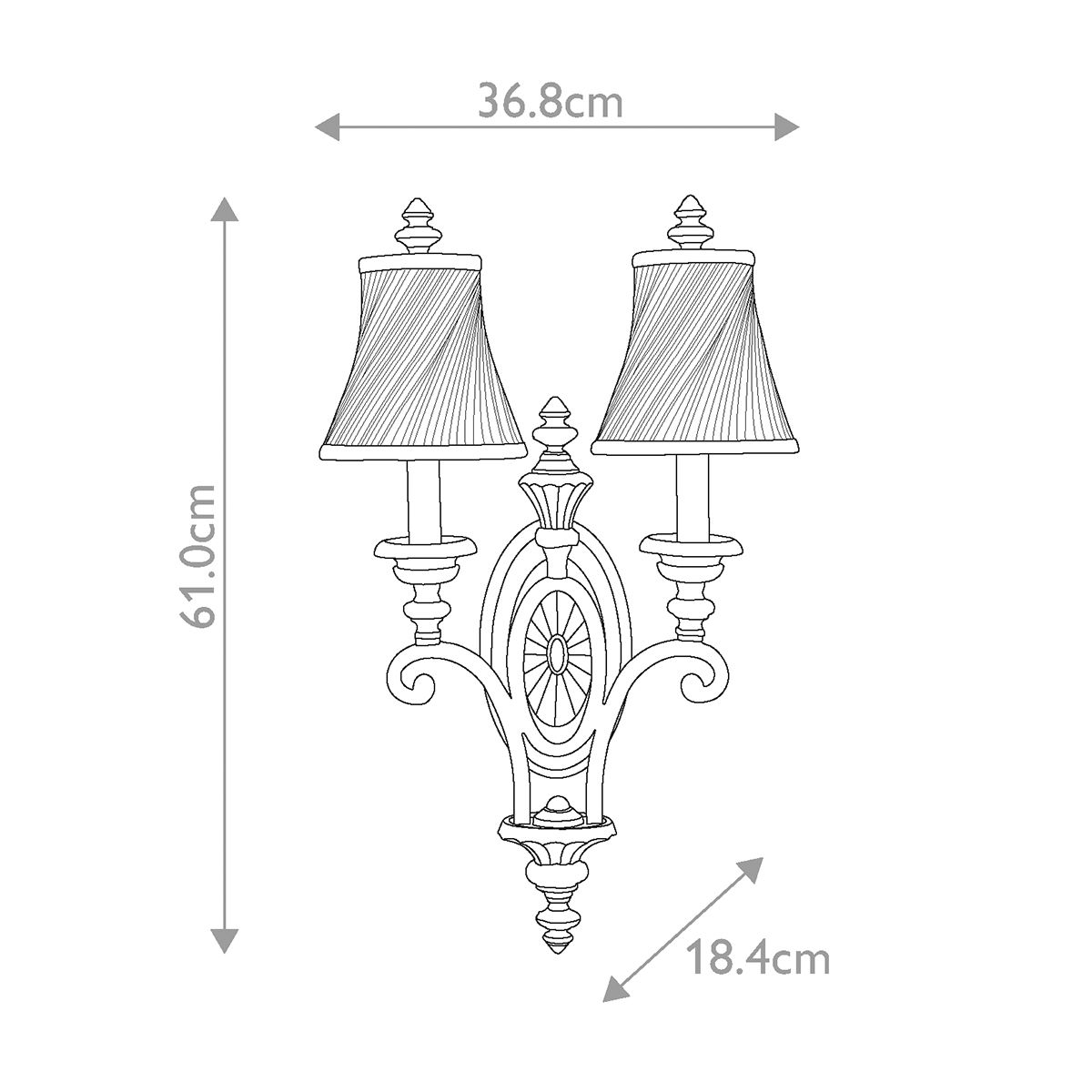 Drawing Room 2 Light Wall Light Walnut - FE-DRAWING-ROOM2