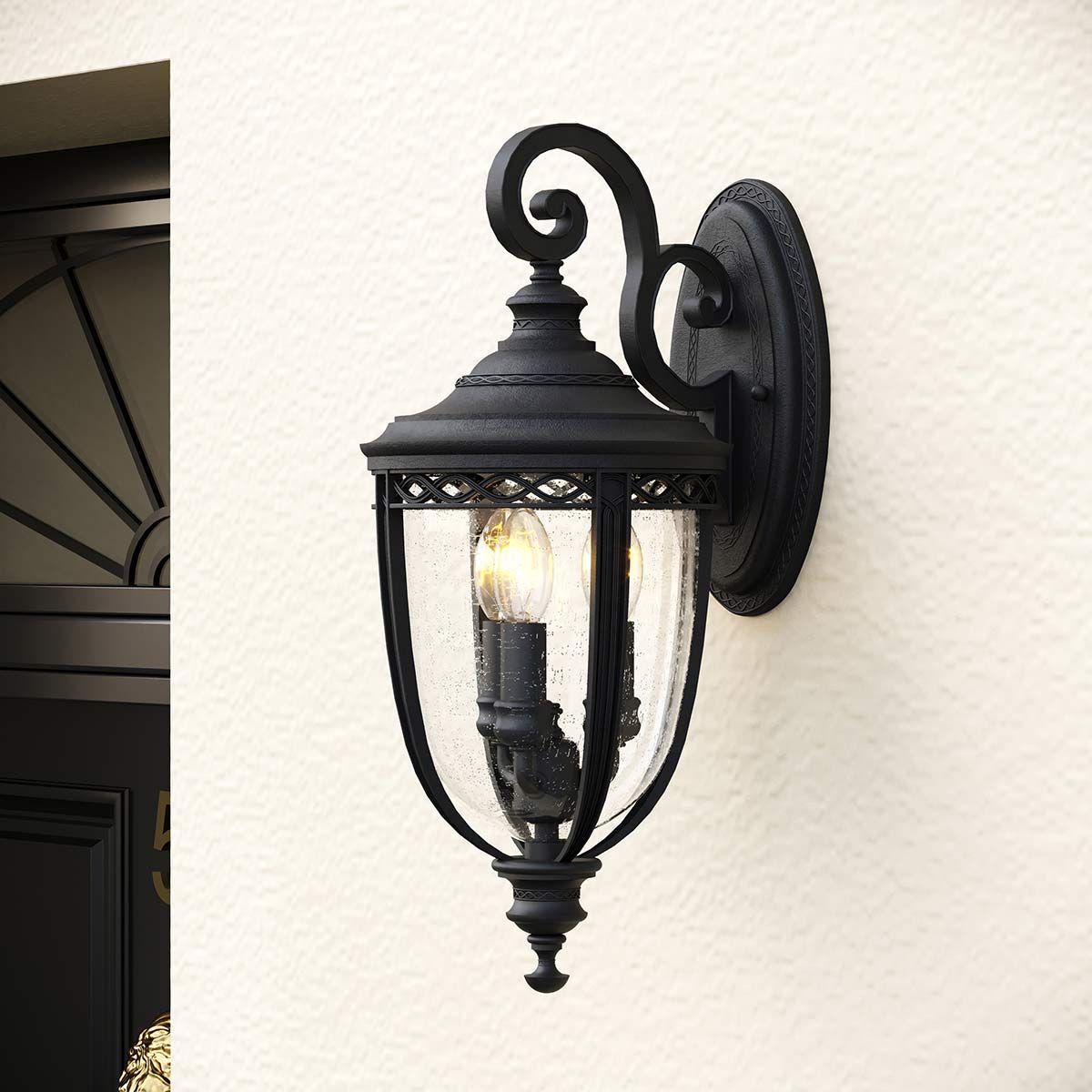 English Bridle 3 Light Large Wall Lantern Black - FE-EB2-L-BLK