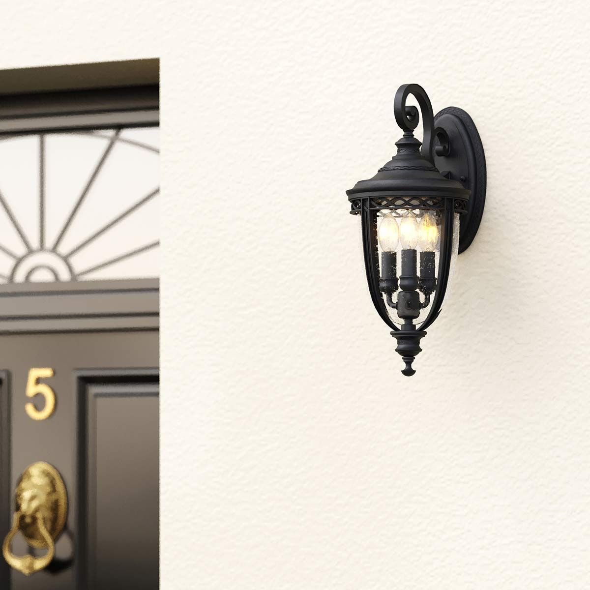English Bridle 3 Light Medium Wall Lantern Black - FE-EB2-M-BLK