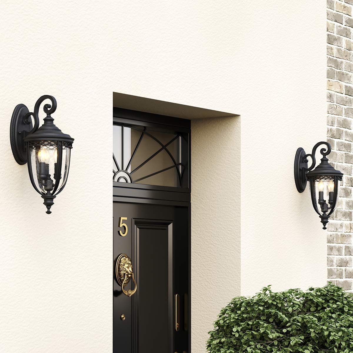 English Bridle 3 Light Medium Wall Lantern Black - FE-EB2-M-BLK