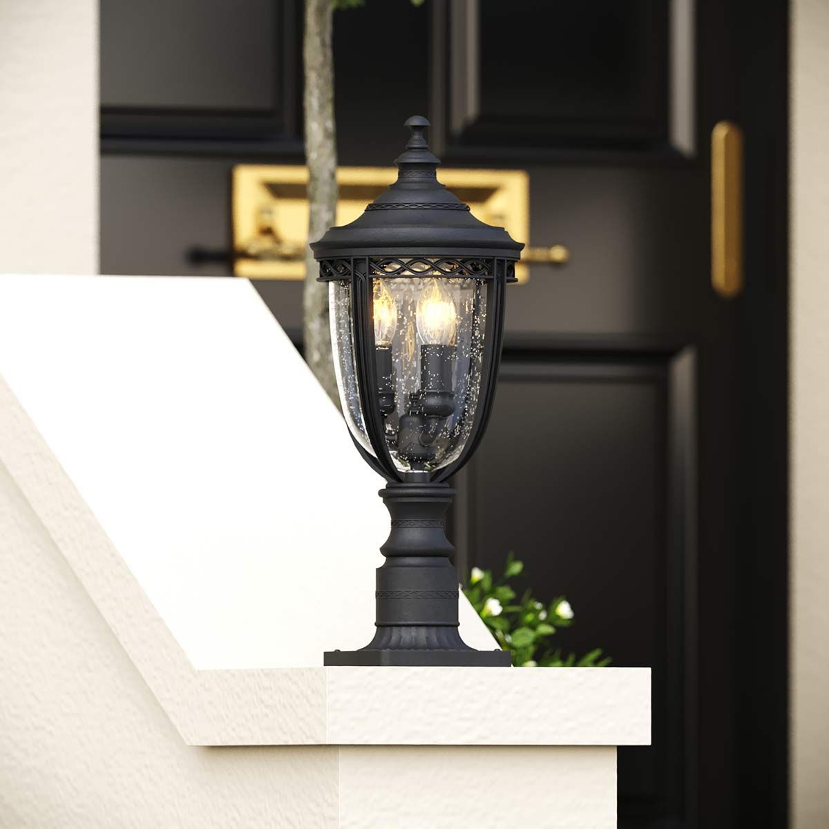 English Bridle 3 Light Medium Pedestal Light Black - FE-EB3-M-BLK