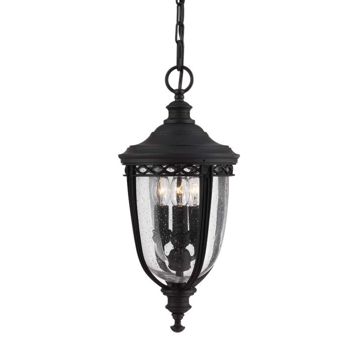 English Bridle 3 Light Medium Chain Lantern Black - FE-EB8-M-BLK
