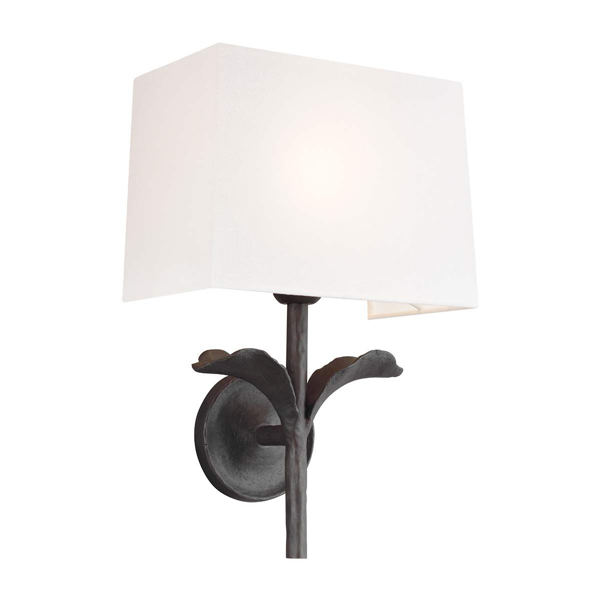 Georgia 1 Light Wall Light Aged Iron & Off White Cotton Shade - FE-GEORGIA1