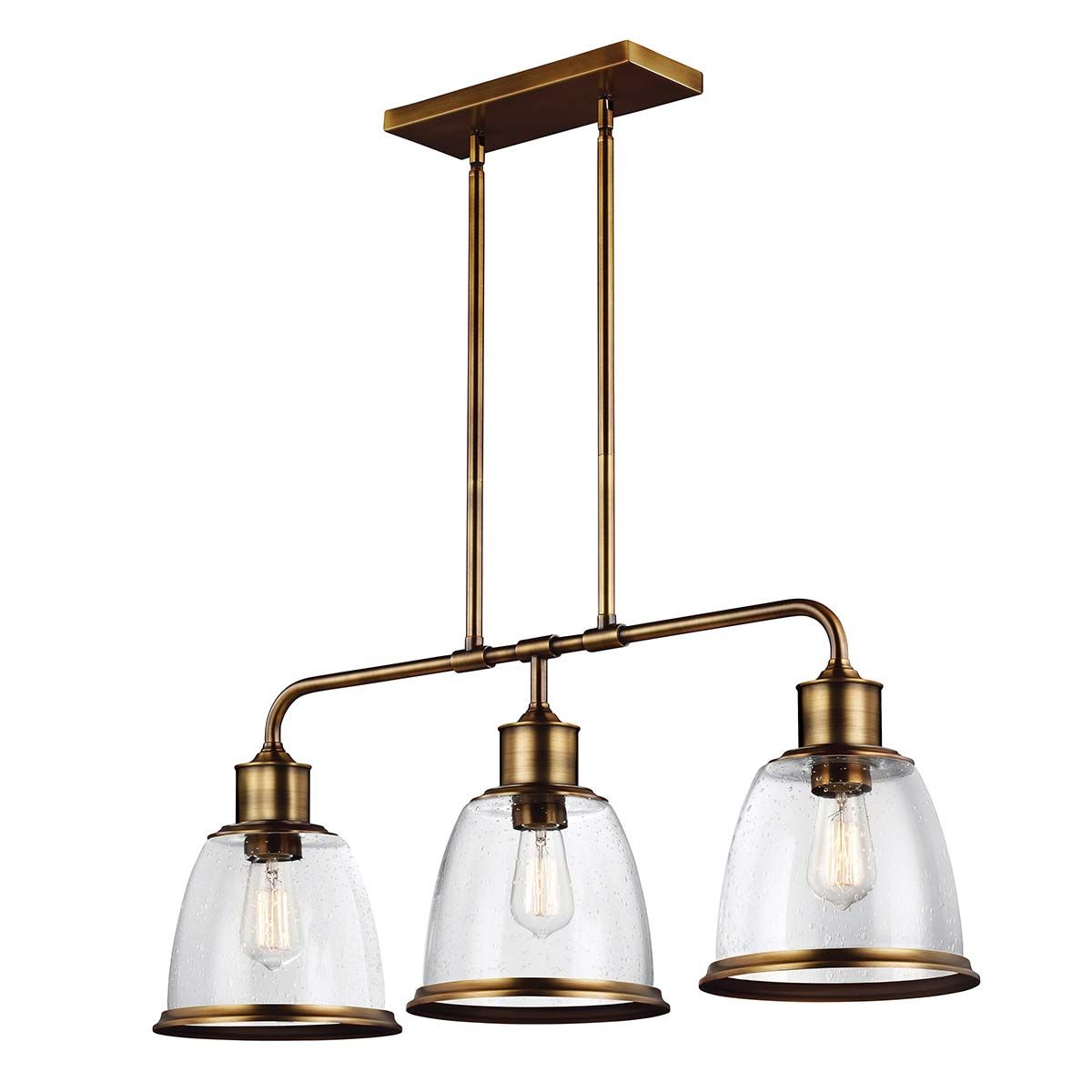 Hobson 3 Light Island Pendant Aged Brass - FE-HOBSON-3P-AB