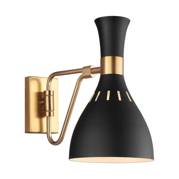 Joan 1 Light Wall Light Midnight Black & Burnished Brass - FE-JOAN1-MB