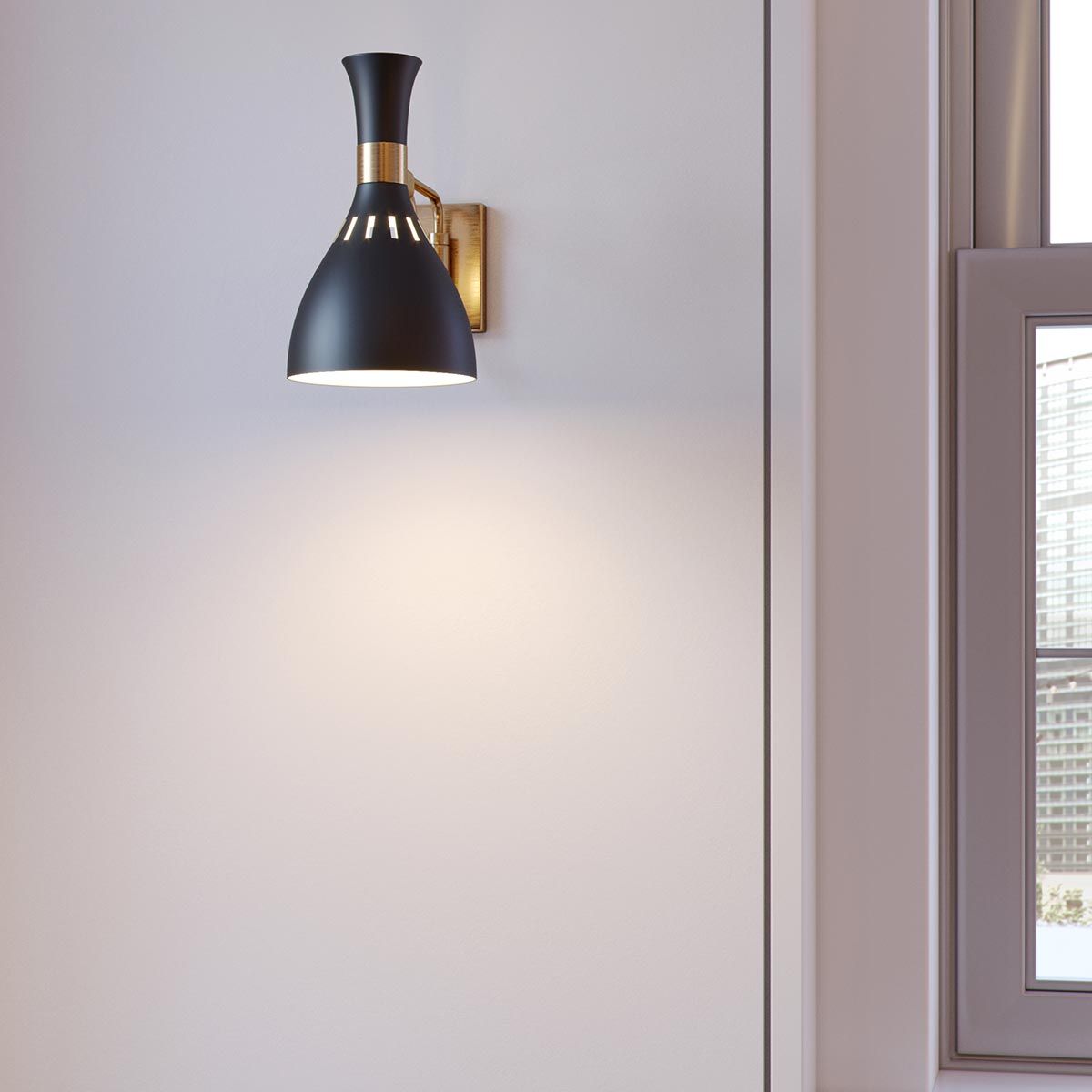 Joan 1 Light Wall Light Midnight Black & Burnished Brass - FE-JOAN1-MB