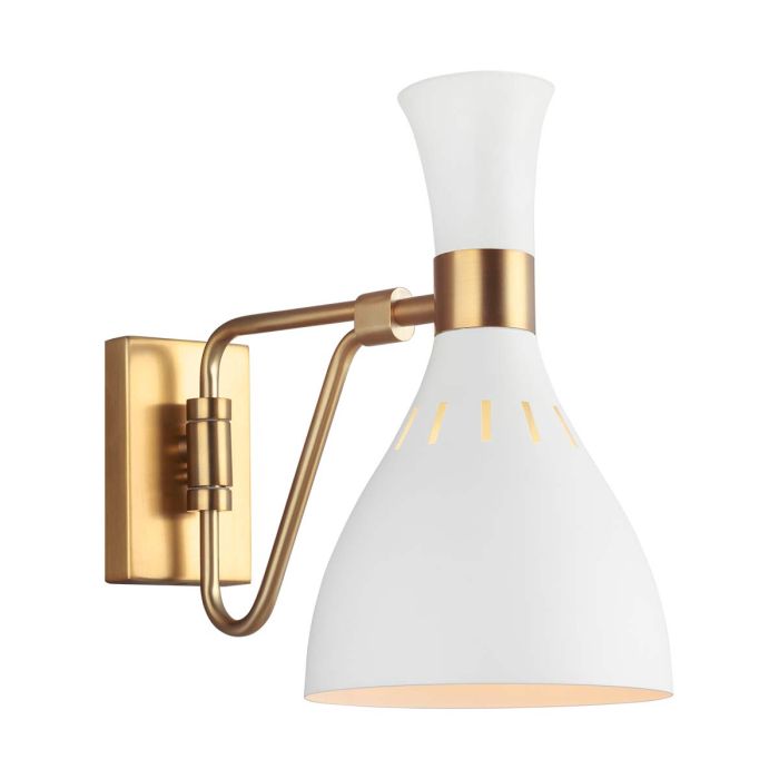 Joan 1 Light Wall Light Matte White & Burnished Brass - FE-JOAN1-MW