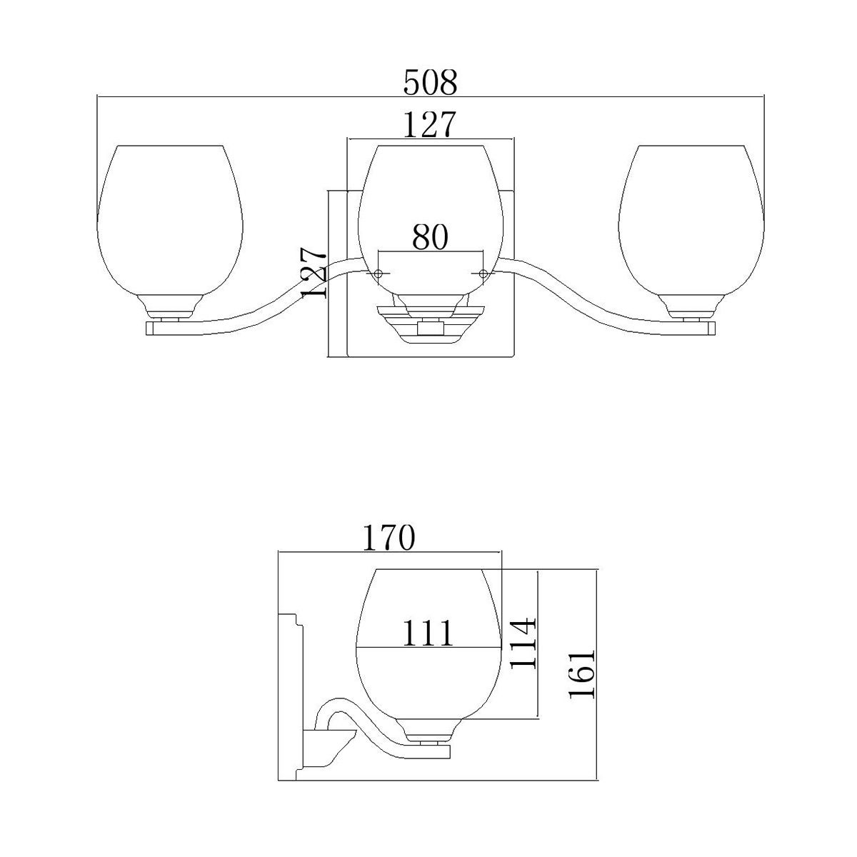 Kali 3 Light Above Mirror Vanity Light Polished Chrome - FE-KALLI3-BATH