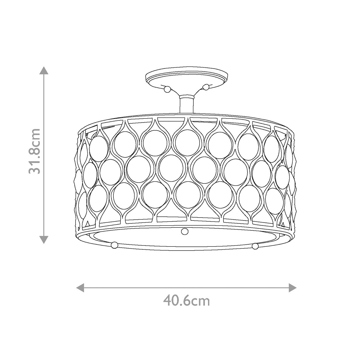 Lucia Semi Flush Mount Light Burnished Silver - FE-LUCIA-SF