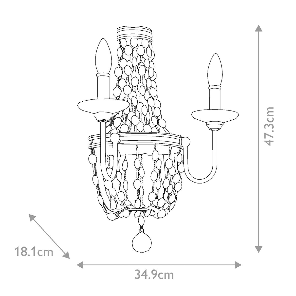 Malia 2 Light Wall Light Polished Nickel - FE-MALIA2