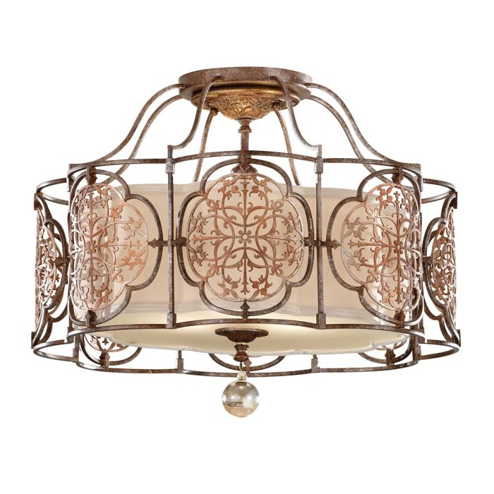Marcella 3 Light Semi Flush Mount Light British Bronze & Oxidized Bronze - FE-MARCELLA-SF