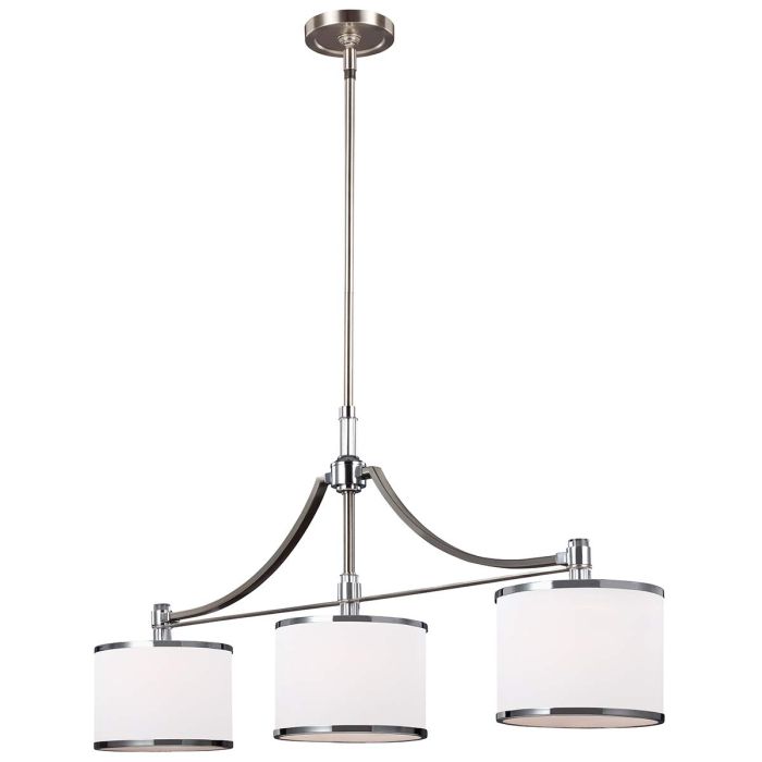 Prospect Park 3 Light Island Pendant Satin Nickel & Chrome - FE-PROSPECT-PARK-3P