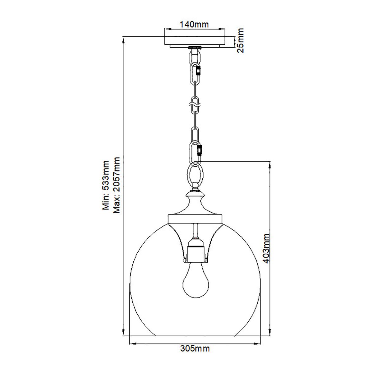 Tabby 1 Light Pendant Brushed Steel - FE-TABBY-P-M