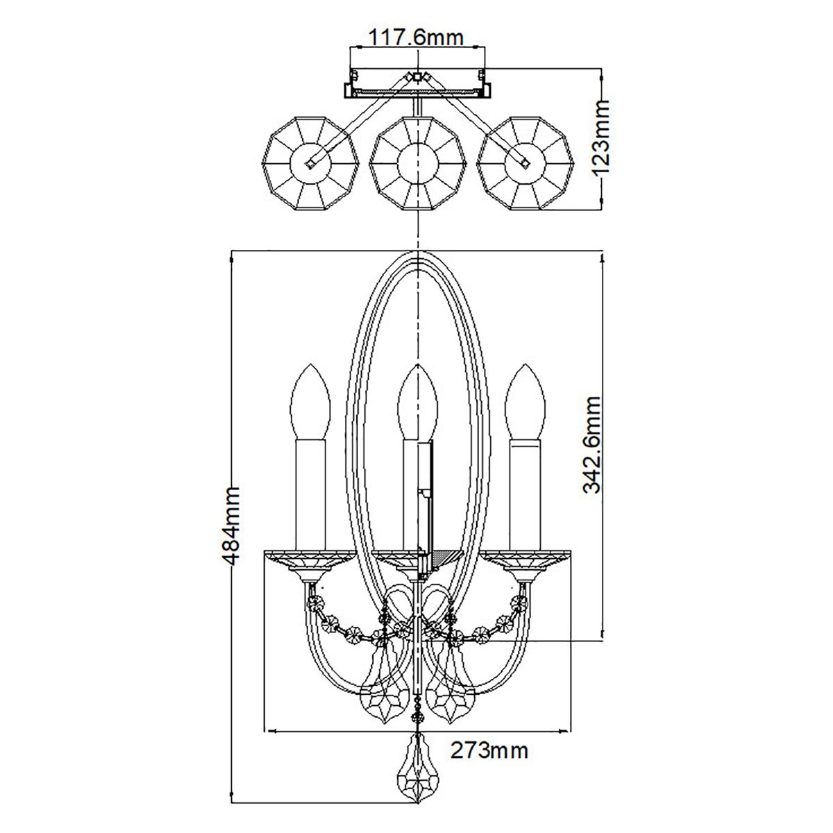 Valentina 3 Light Wall Light Oxidized Bronze - FE-VALENTINA-W3