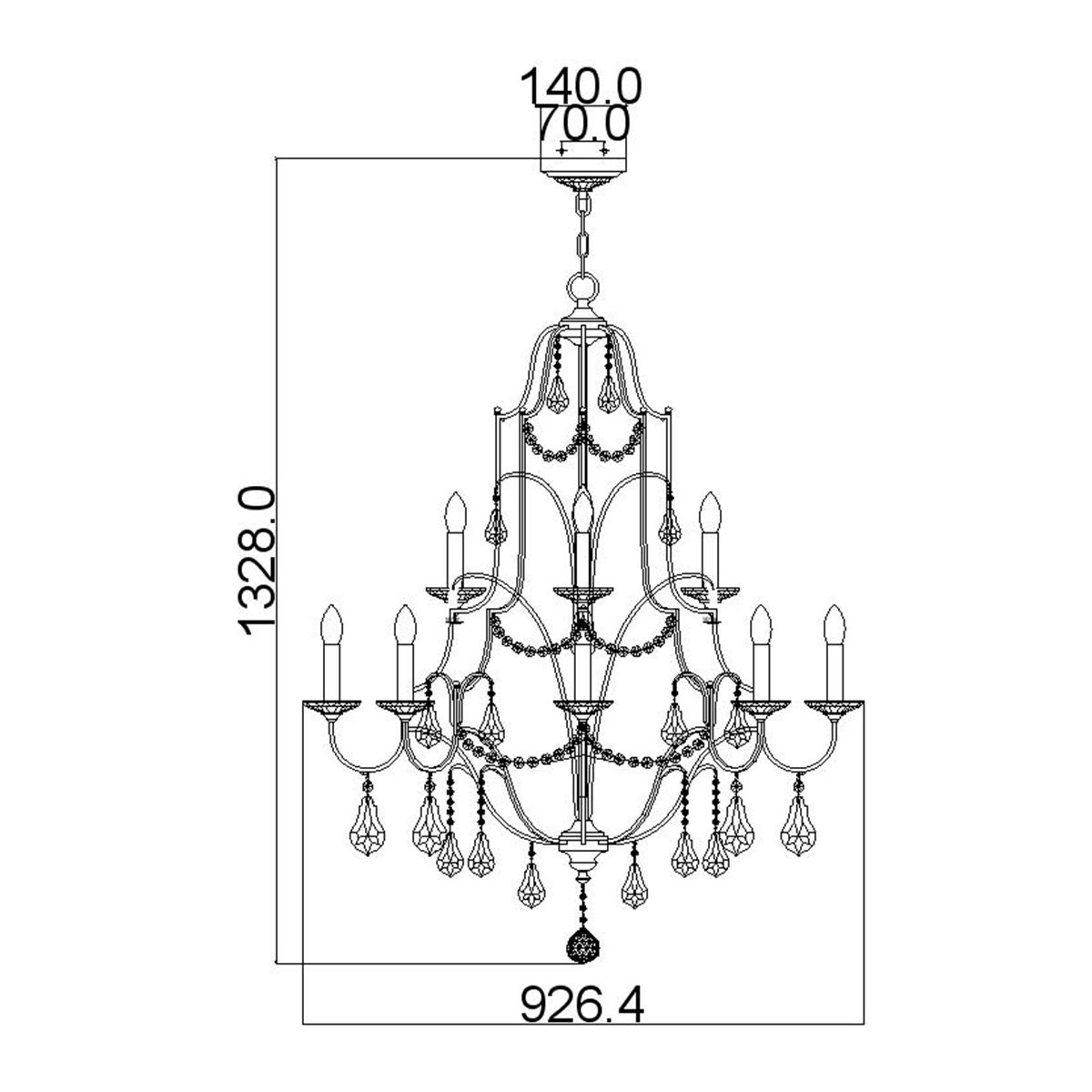 Valentina 12 Light Multi Light Tier Chandelier Oxidized Bronze - FE-VALENTINA12