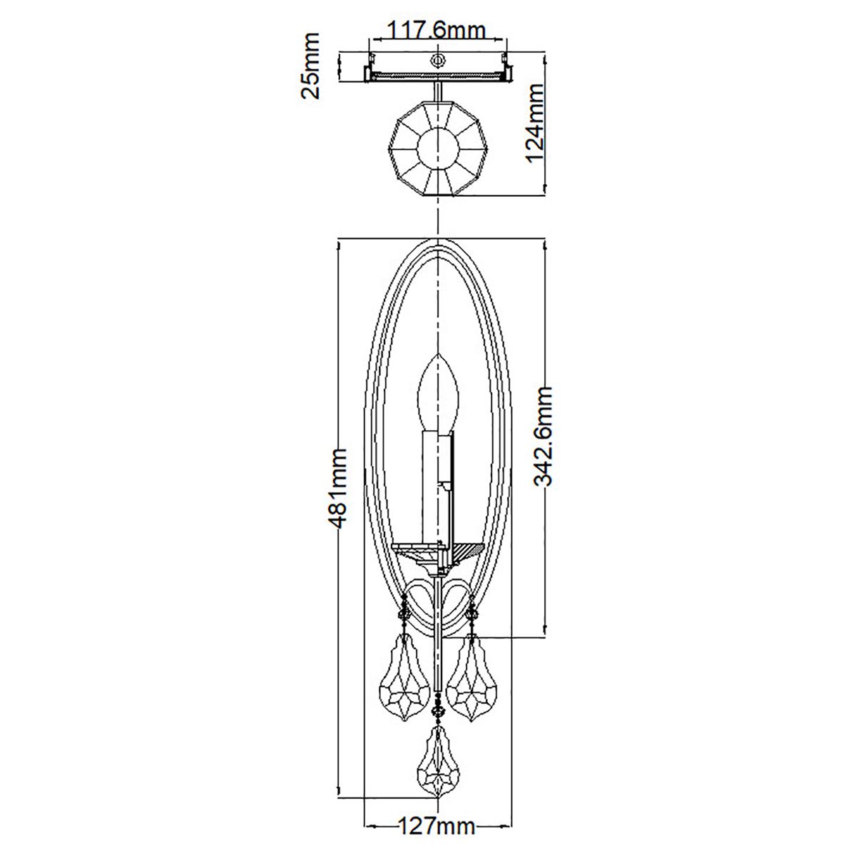 Valentina 1 Light Wall Light Oxidized Bronze - FE-VALENTINA1