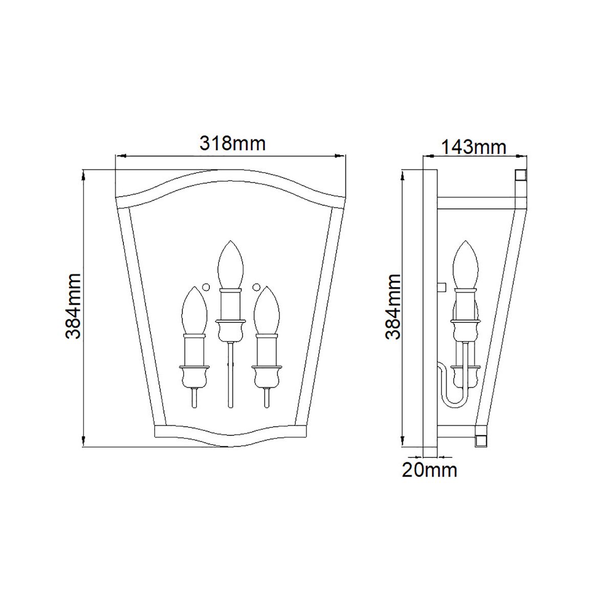 Yarmouth 3 Light Wall Light Painted Aged Brass - FE-YARMOUTH-3W