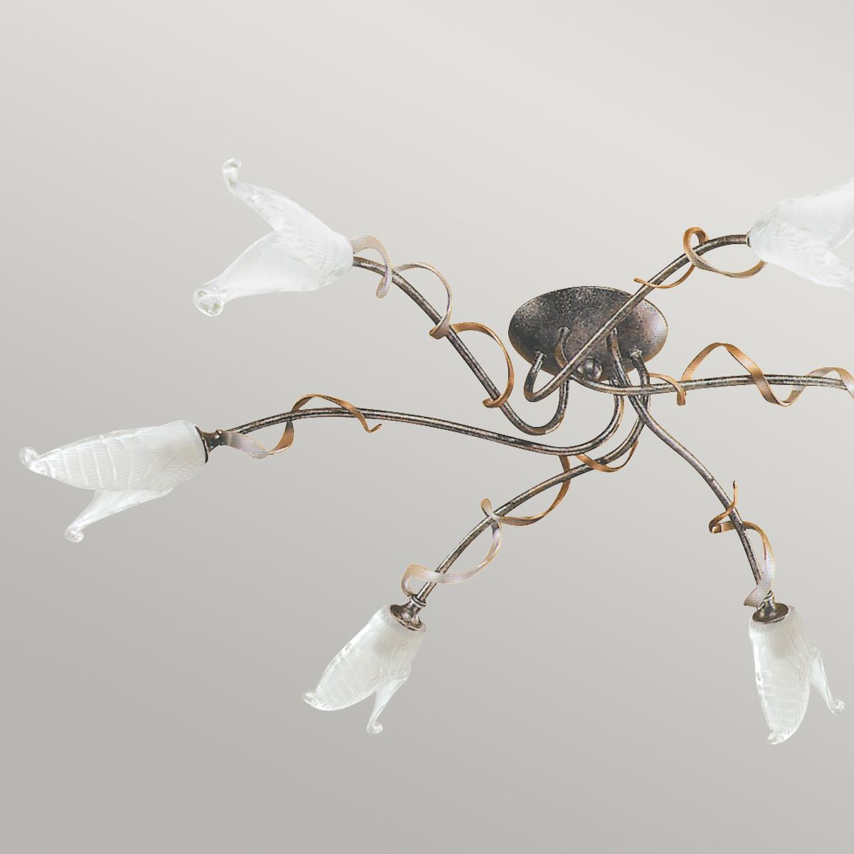 Fly 6 Light Semi Flush Mount Light Black & Silver & Gold - FLY6-SF-BRZ-ANT