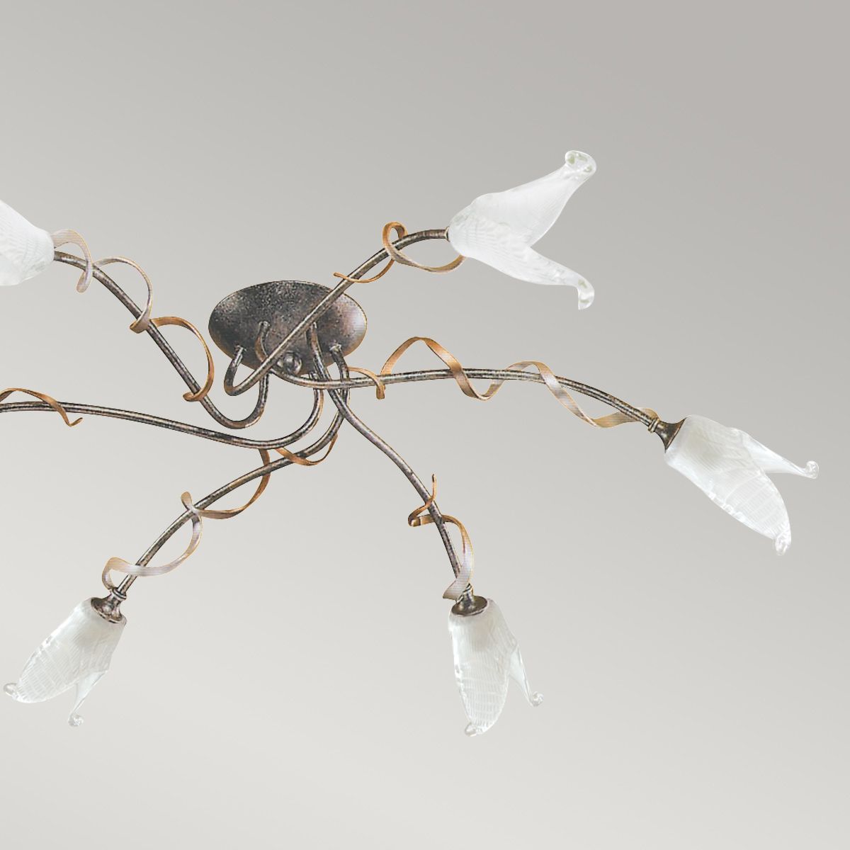 Fly 6 Light Semi Flush Mount Light Black & Silver & Gold - FLY6-SF-BRZ-ANT