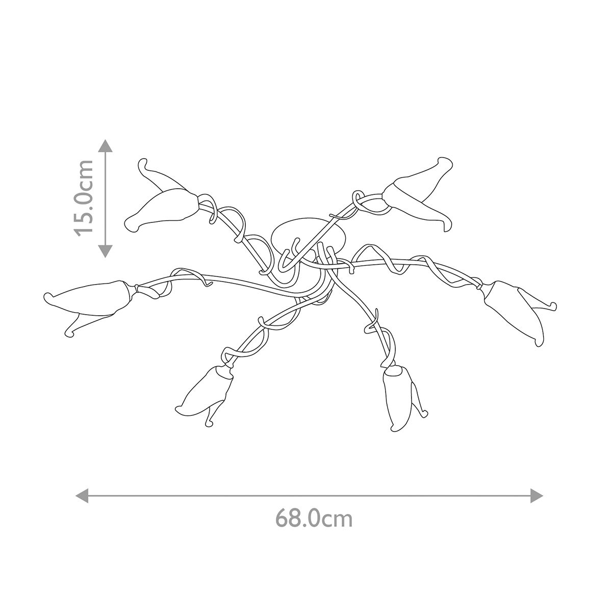 Fly 6 Light Semi Flush Mount Light Black & Silver & Gold - FLY6-SF-BRZ-ANT