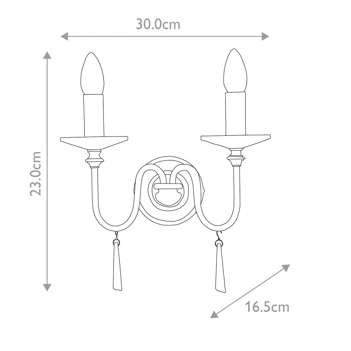 Finsbury Park 2 Light Wall Light Polished Nickel - FP2-POL-NICKEL