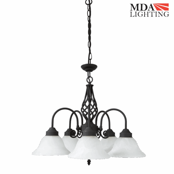 Geneva Large 5 Light Pendant Black - MDAGEN5BK