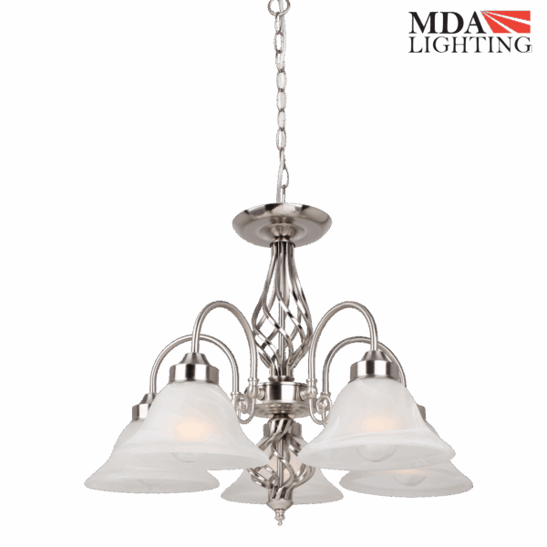 Geneva Large 5 Light Pendant Satin Nickel - MDAGEN5SN