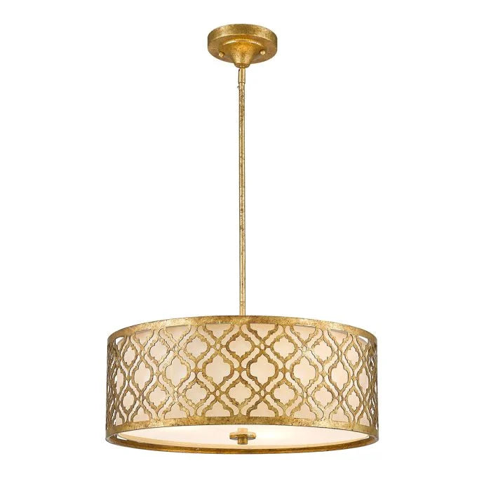 Arabella 3 Light Large Duo-Mount Pendant Distressed Gold with Ivory Shade - GN-ARABELLA-P-L