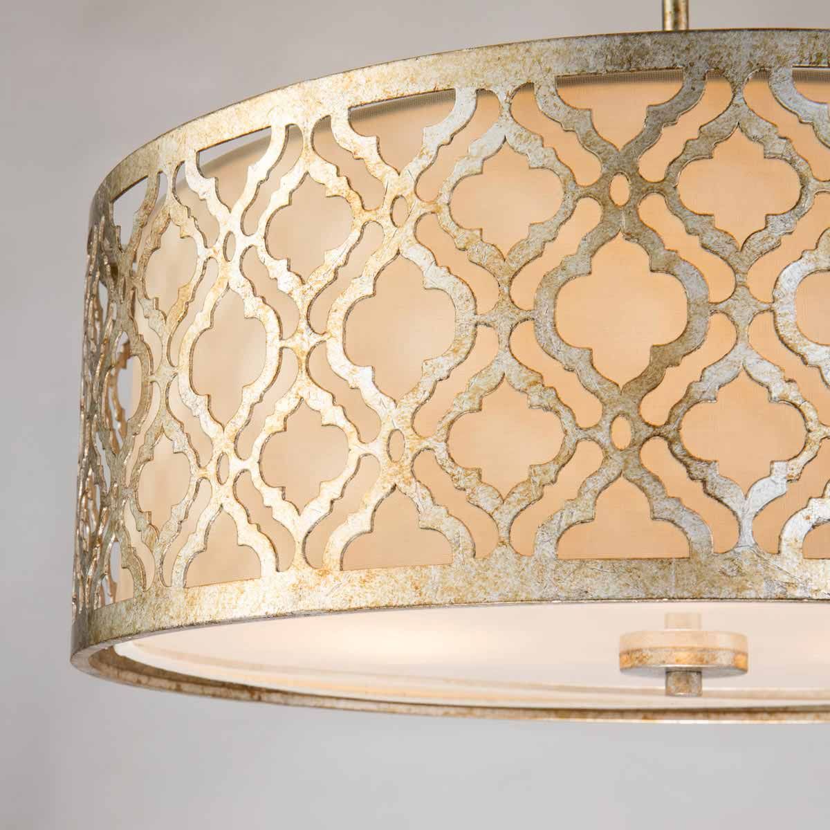 Arabella 3 Light Large Duo-Mount Pendant Distressed Gold with Ivory Shade - GN-ARABELLA-P-L