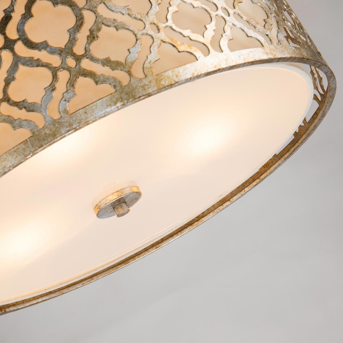 Arabella 3 Light Large Duo-Mount Pendant Distressed Gold with Ivory Shade - GN-ARABELLA-P-L