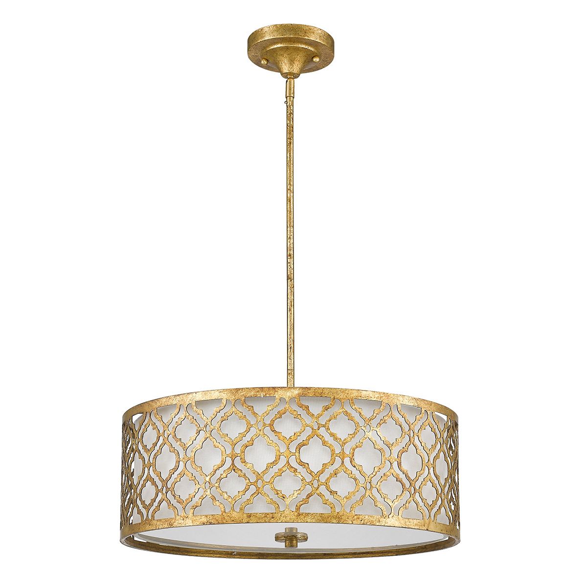 Arabella 3 Light Large Duo-Mount Pendant Distressed Gold with Ivory Shade - GN-ARABELLA-P-L