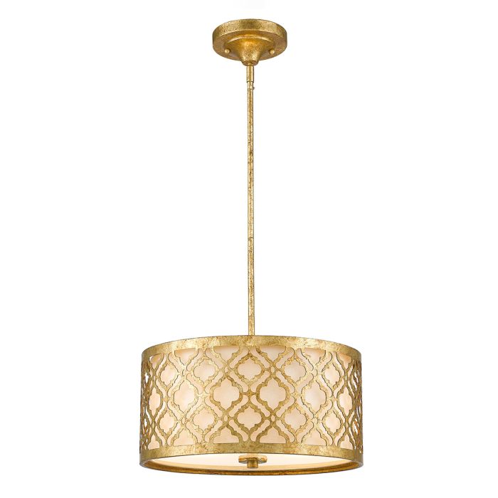 Arabella 2 Light Medium Duo-Mount Pendant Distressed Gold with Ivory Shade - GN-ARABELLA-P-M