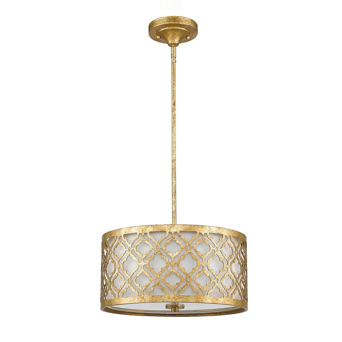 Arabella 2 Light Medium Duo-Mount Pendant Distressed Gold with Ivory Shade - GN-ARABELLA-P-M