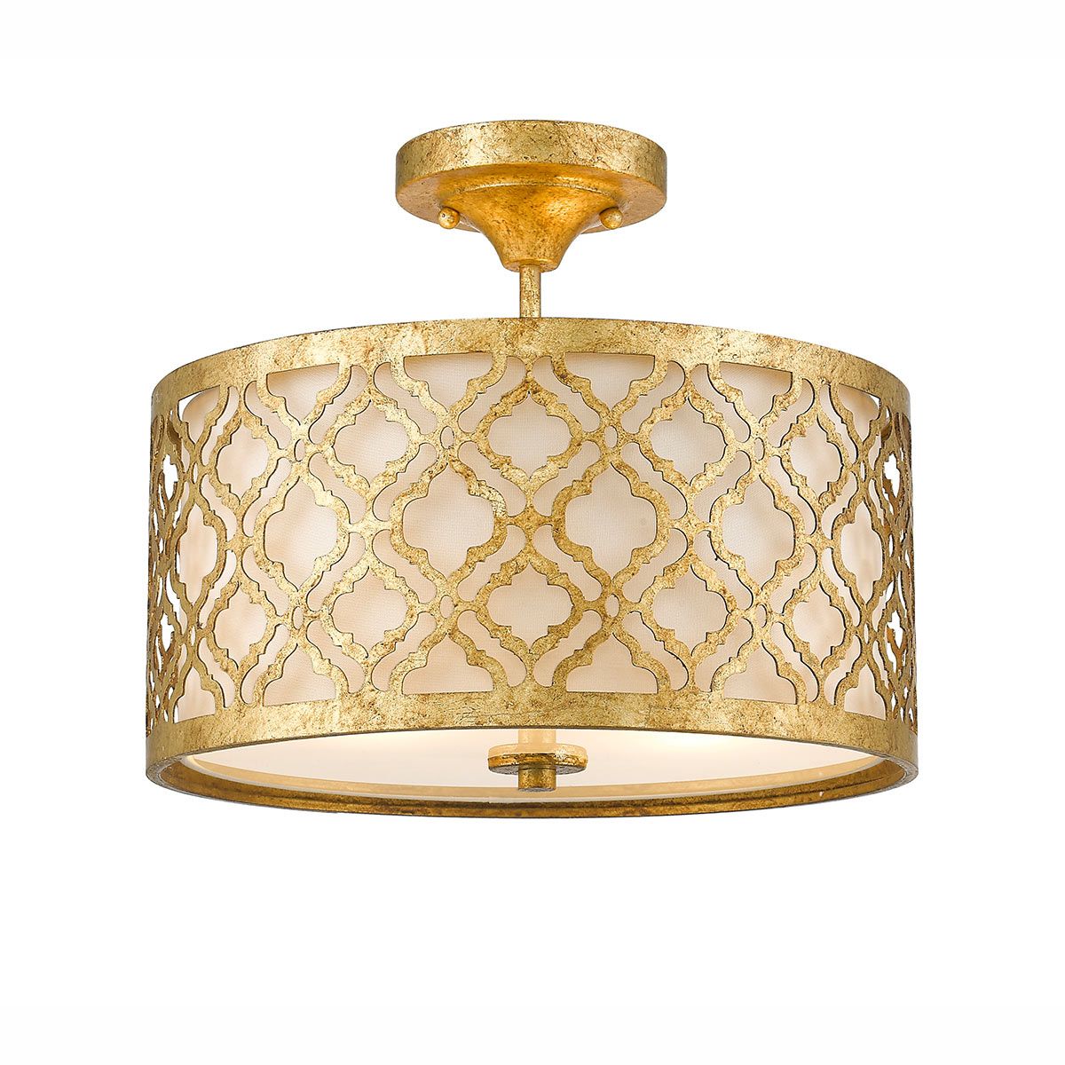 Arabella 2 Light Medium Duo-Mount Pendant Distressed Gold with Ivory Shade - GN-ARABELLA-P-M
